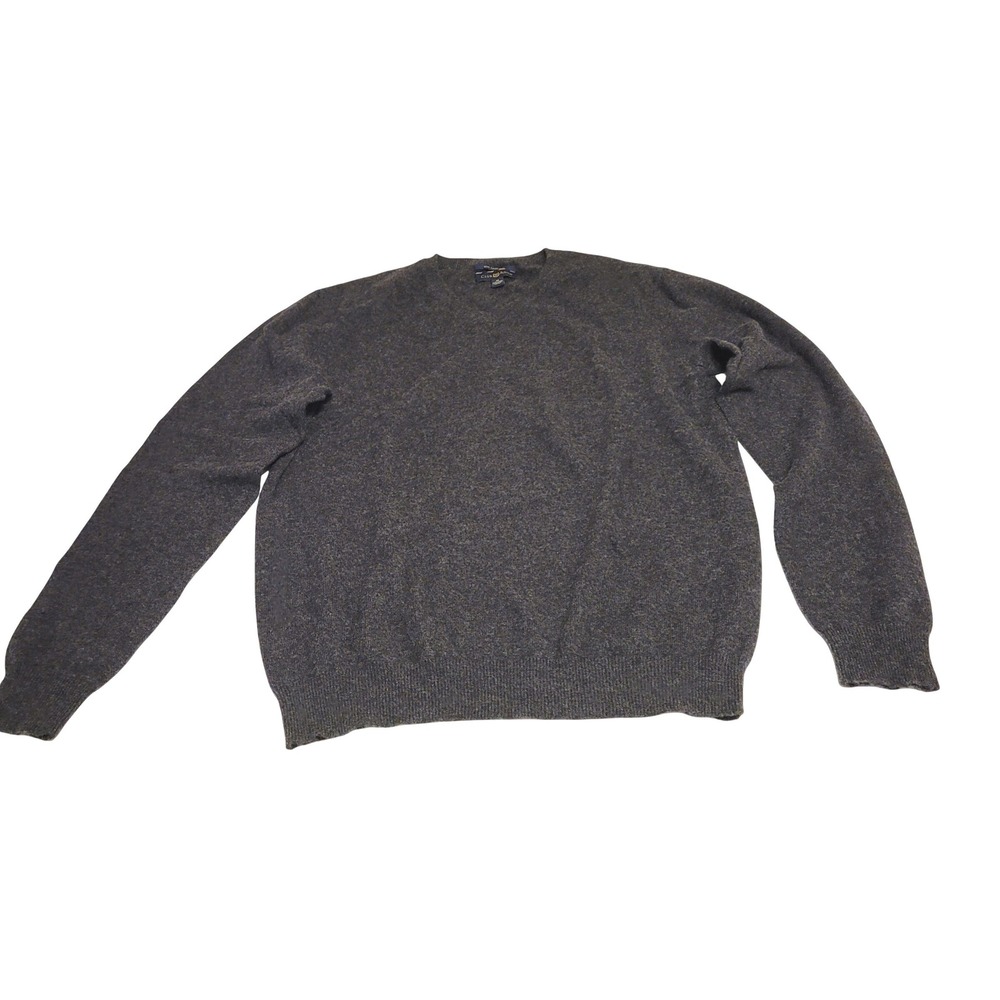 Club Room Cashmere V-Neck Sweater Mens Medium Charcoal Grey Heathered Knit